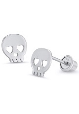 nice cubic zirconia skull silver baby earrings